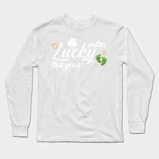 Extra Lucky This Year, St Patricks Maternity, Pregnancy Announcement Long Sleeve T-Shirt